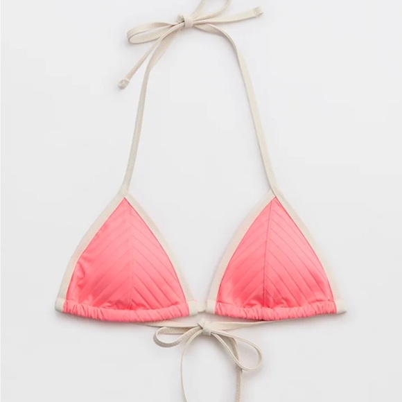 AERIE WIDE STRING TRIANGLE BIKINI TOP CORAL SUN - XS - Picture 3 of 6